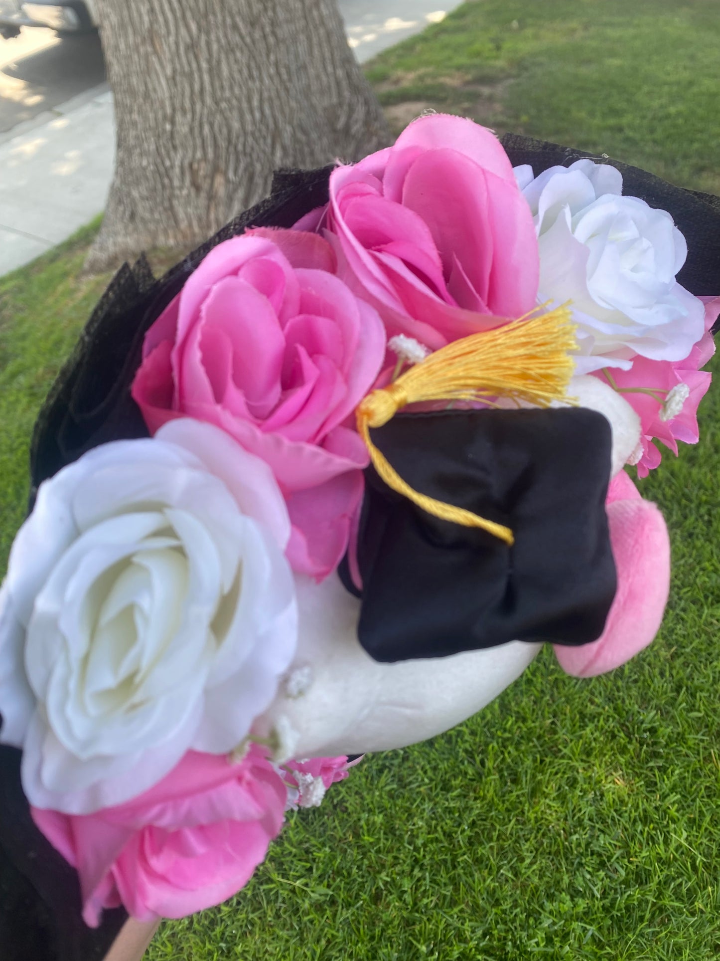 grad kitty pink big bouquet