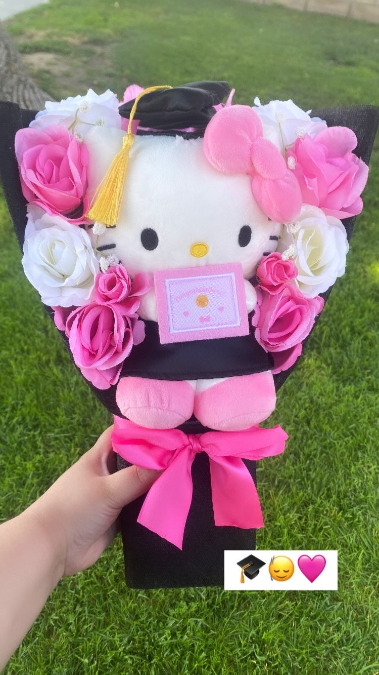 grad kitty pink big bouquet