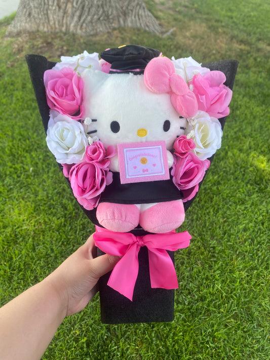 grad kitty pink big bouquet